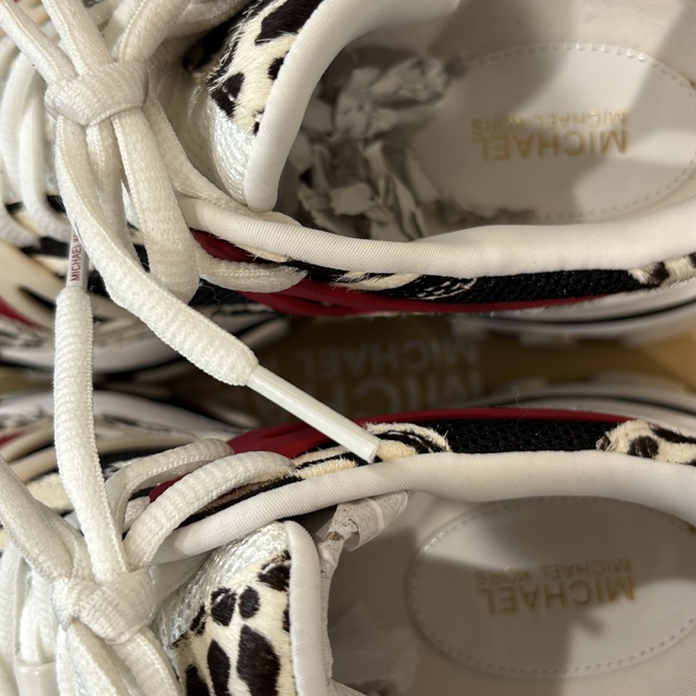 Michael Kors Red and Black Animal Print Sneakers size 6 - Picture 6 of 12